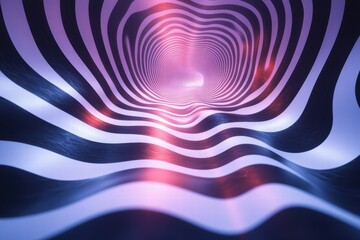 Poster - Symmetrical waves create an abstract tunnel of light and color