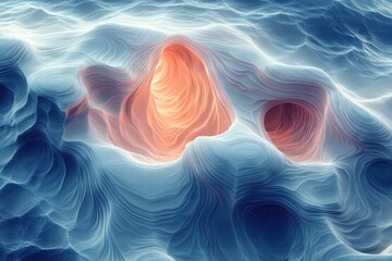 Poster - Abstract pattern of symmetrical waves creating a vibrant artistic composition