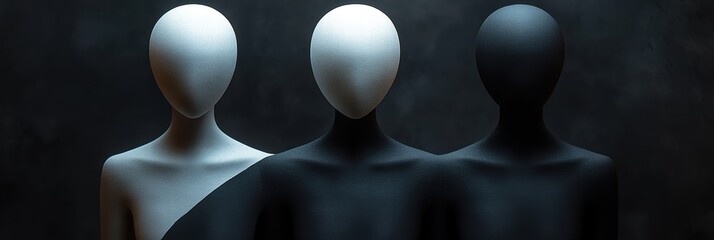 Poster - Figures representing duality and contrast in a striking monochrome display
