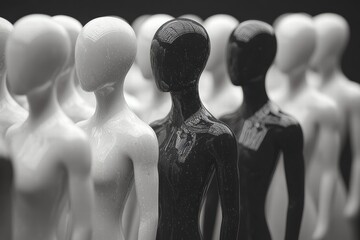 Poster - black and white figures create a striking visual contrast in a modern art display