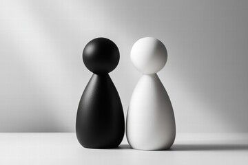Poster - Black and white figures contrast in simple yet striking composition in minimalistic design