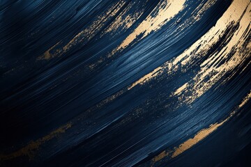 Poster - Futuristic metallic background with brush texture in deep blue and gold hues