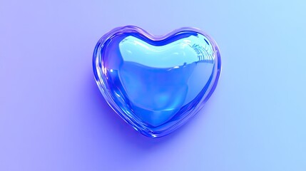 Fototapete - A glossy blue heart on a lavender background, centered and inviting with plenty of space for captions.