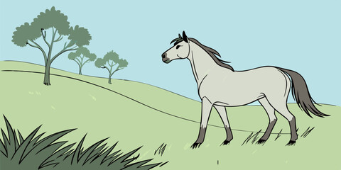 Naklejka na meble horse in the meadow vector