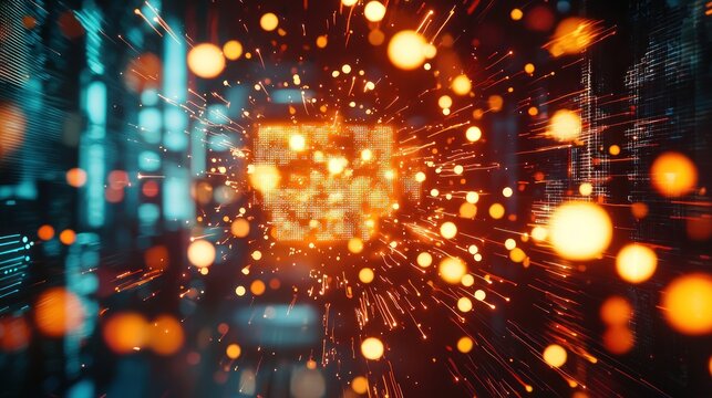 Abstract Digital Explosion: A Symphony of Light and Data