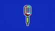 © Tark - Microphone pixel art icon. Mic, sing song, karaoke icon. Music festival, concert vector illustration. Trendy Y2k retro mike sticker. Playful geometric pixel shape. Mood of 90s. Generative AI