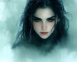 © Nina - Mysterious woman with dark hair and piercing eyes, shrouded in mist.