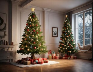 christmas tree decorated with ornaments and lights , colorful, sparkling, twinkling