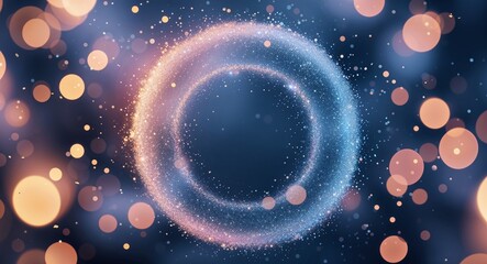 a soft blur of glitter forming an abstract halo around the circle