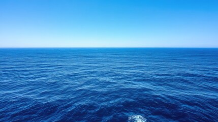 Poster - Aerial view of tranquil blue ocean waves under clear sky with expansive copyspace for text or design elements in commercial use