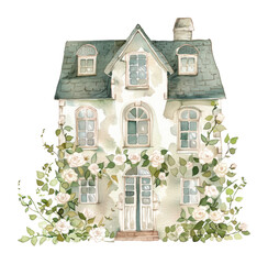 Wall Mural - PNG Classic house art illustration watercolor.