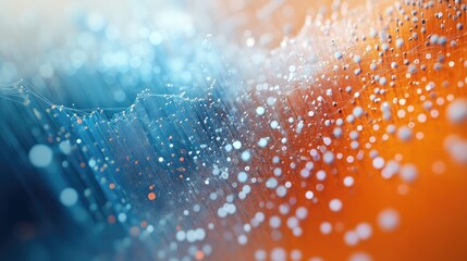 Poster - Abstract Data Visualization Concept with Dynamic Particle Effects and Graphical Patterns in Blue and Orange Tones