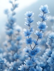 Wall Mural - Delicate blue flowers in soft focus.