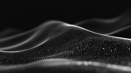 Poster - elegant black abstract surface with subtle dust particles in fluid wave patterns