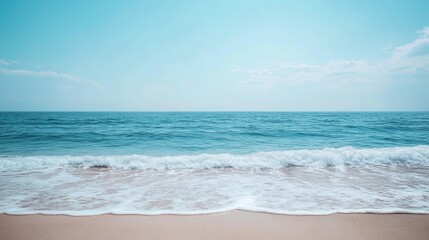 Wall Mural - serene beach scene with gentle waves and soft matte background inspiring calmness and relaxation in 