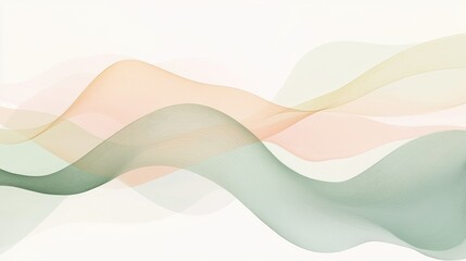 Poster - Gentle waves of color in a minimalist abstract composition with soft lines creating a serene and calming atmosphere