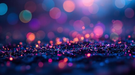 Aufkleber - a vibrant scene of a glittering, bokeh effect background in shades of blue, purple, and pink, creating a festive and enchanting atmosphere.