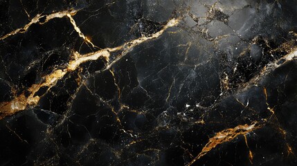 Wall Mural - Elegant Black and Gold Marble Texture Background Featuring Rich Veins of Gold on Deep Black Surface Ideal for Interior Design and Luxury Aesthetics