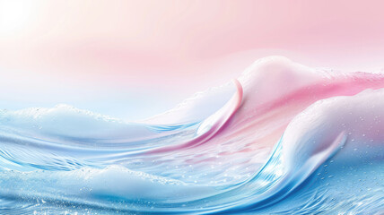 Poster - Soft pastel waves with dreamy blend of pink and blue hues, evoking serene and tranquil atmosphere