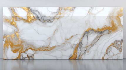 Wall Mural - Elegant White Marble Slab with Gold Veins Ideal for Luxury Interior Design and Home Decor Applications