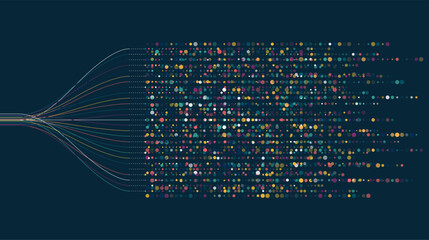 Fototapete - Big data visualization. Social network, financial analysis of complex databases. Data mining. Vector technology background. Information analytics concept.