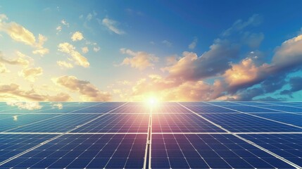 Wall Mural - solar cell in solar farm, alternative energy and sustainable energy, photovoltaic, pure energy renew