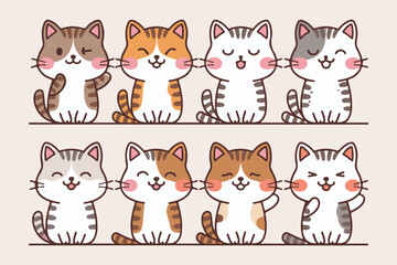 Adorable Cartoon Cat Collection vector