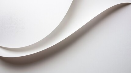 Fototapete - Curved white paper creating a minimalist background with soft shadows and gentle lines for modern design applications
