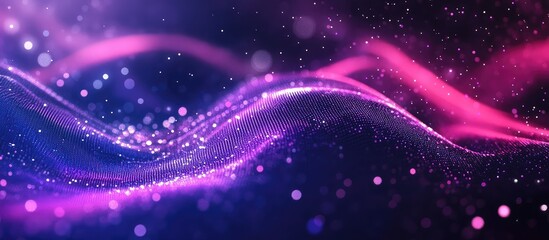 Wall Mural - vibrant abstract waves of purple and pink light creating a dynamic flow with sparkling particles aga