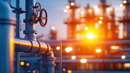 Poster - Industrial Sunset Refinery Pipeline Valve Control System