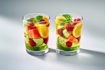 Aufkleber - Refreshing Summer Fruit Infused Water Two Glasses