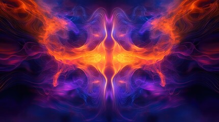 Wall Mural - vibrant orange and purple neon flowing lines create a mesmerizing motion effect in a psychedelic smo