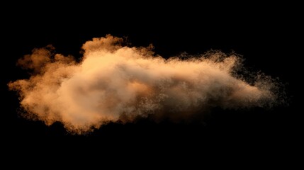 Wall Mural - dark and mysterious smoke cloud with warm golden highlights on a black background ideal for atmosphe