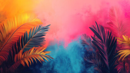 Wall Mural - vibrant art-inspired summer background with bright colors and abstract patterns.