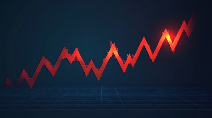 Poster - Red Line Graph Indicating Growth in Financial Data Analysis