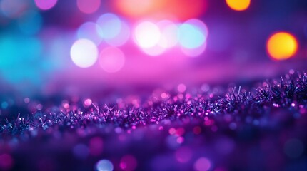 Aufkleber - a background with a mix of purple and pink hues, creating a vibrant and festive atmosphere. The background is adorned with various colorful glitters and bokeh effects, adding depth and dimension to th