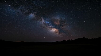 Aufkleber - a panoramic view of the night sky, showcasing the Milky Way galaxy stretching across the frame. The stars and the galaxy form a striking contrast against the dark expanse of the night sky.