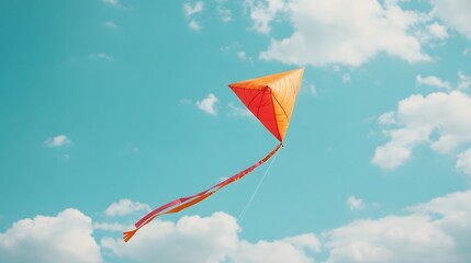 colorful diamond-shaped kite soaring playfully in the windy sky