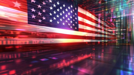 Aufkleber - abstract american flag with digital data and colorful background
