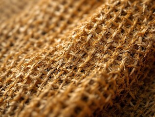 Poster - a close-up of a woven fabric with a textured, rough surface. The fabric appears to be made of a natural material, possibly burlap or another type of coarse, woven textile.