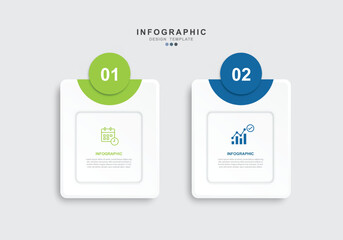 Fototapete - Vector Infographic label design template, with icons and 2 options or steps.