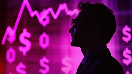 Poster - Stylish Businessman Profile Against Vibrant Financial Background