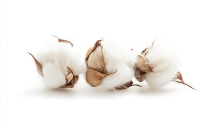 Aufkleber - Cotton bolls isolated on white background with copy space for text placement
