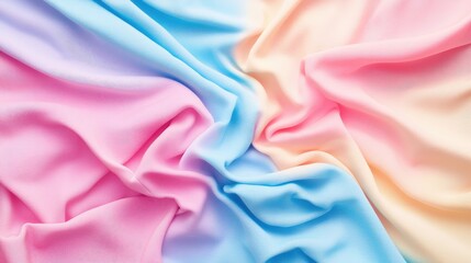 Colorful pastel fabric texture smooth waves with copy space for text or design