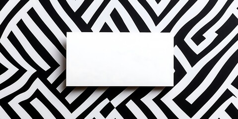 Fototapete - Blank white card on a black and white striped background. Perfect for adding your own text or design. ,


