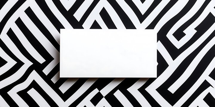 Blank white card on a black and white striped background. Perfect for adding your own text or design. ,


