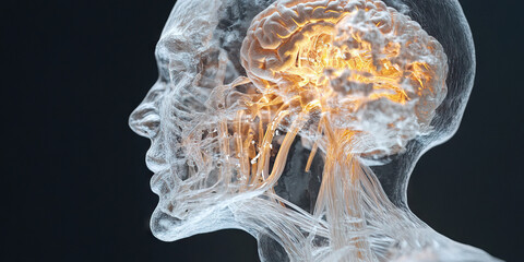 Poster - Digital Rendering of Human Head, Brain, and Neural Pathways