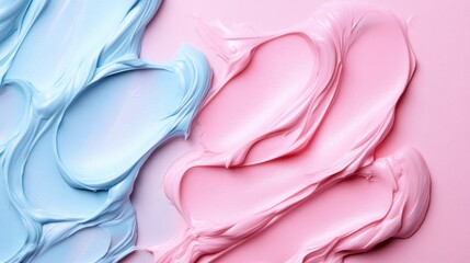 Aufkleber - colorful pastel paint textures in blue and pink with smooth swirls on a soft pink background copy sp