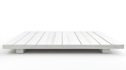 Aufkleber - White wooden platform with clean lines and smooth texture on a white background Copy Space