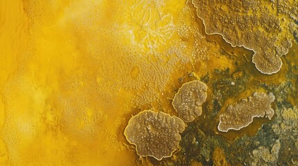 Aufkleber - Abstract close-up of textured surface with yellow and green hues and organic shapes, ideal for background use, Copy Space available